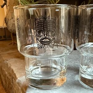 Set of 4! Glass Tiki Glasses